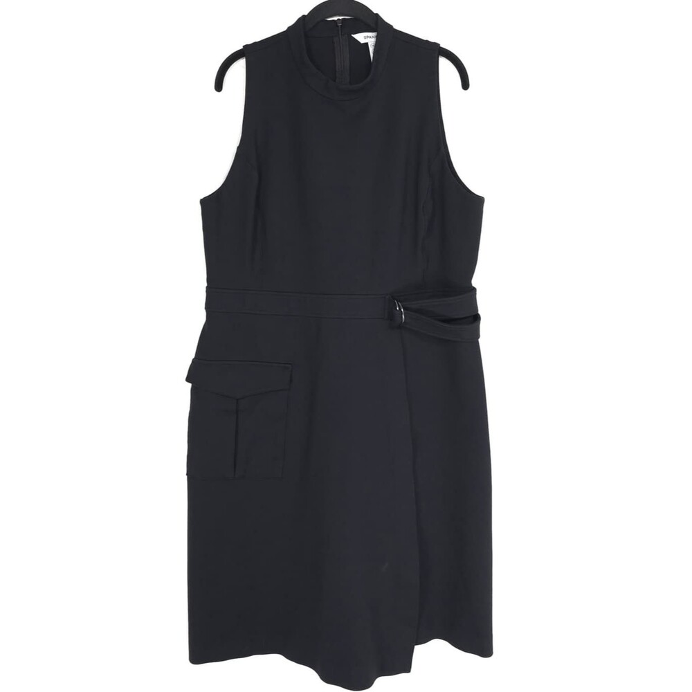 SPANX Dress Knee Size 1X Black Pockets Sleveless Belted ECOVERO Stretch‎ #21125R